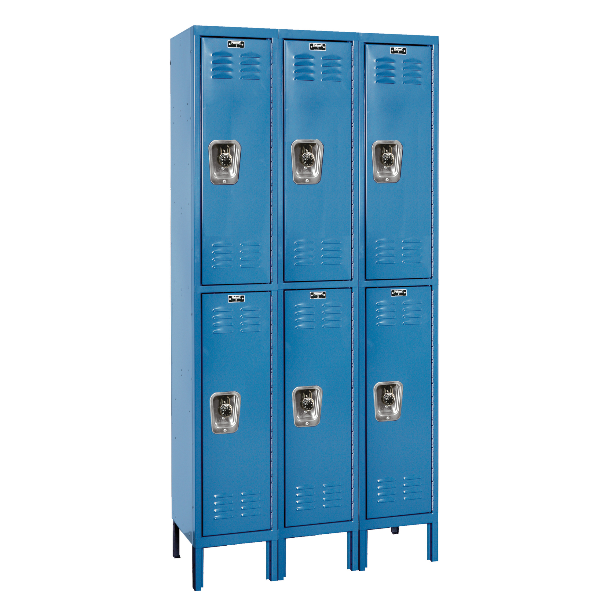 Hallowell, Double Tier ReadyBuilt Locker, Height 78 in, Width 36 in, Color Blue, Model# URB3258-2A-MB
